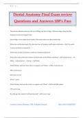Dental Anatomy Final Exam review Questions and Answers 100&percnt; Pass