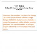  Biology 189 Questions Bank &ndash; Arizona College & University Edition &vert; Complete Practice Questions with Verified Answers & Rationales &vert; Fundamentals of Biology &vert; Latest 2026&sol;2027 Update &vert; Graded A&plus;