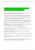 PLTW Bio medical Science unit 1 & 2 Exam Questions and Answers