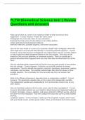 PLTW Biomedical Science Unit 1 Review Questions and Answers