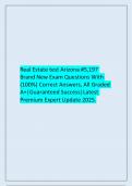   Real Estate test Arizona &num;5&comma;197 Brand New Exam Questions With &lpar;100&percnt;&rpar; Correct Answers&comma; All Graded A&plus;&vert;Guaranteed Success&vert;Latest Premium Expert Update 2025&period;
