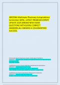       ARIZONA Multistate Pharmacy Jurisprudence Exmination MPJE&comma; LATEST PREMIUM EXPERT UPDATE 2025&vert;BRAND NEW EXAM QUESTIONS WITH&lpar;100&percnt;&rpar; CORRECT ANSWERS&comma;ALL GRADED A&plus;&vert;GUARANTEED SUCCESS&period;