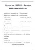 Clemson Law 3220 EXAM 2 Questions and Answers 100&percnt; Solved
