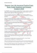 Pearson Vue Life Insurance Practice Exam Study Guide Questions and Answers Graded A 2025