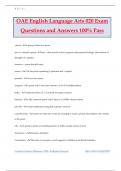 OAE English Language Arts 020 Exam Questions and Answers 100&percnt; Pass