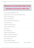 Obstetrics & Gynecology Study Guide Questions and Answers 100&percnt; Pass
