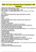 NSG 212 Unit 3 Revised Exam Questions with Answers