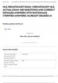 MLS HEMATOLOGY EXAM &sol;HEMATOLOGY MLS ACTUAL EXAM 400 QUESTIONS AND CORRECT DETAILED ANSWERS WITH RATIONALES &lpar;VERIFIED ANSWERS&rpar; &vert;ALREADY GRADED A&plus;