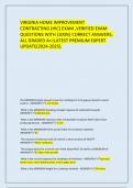  VIRGINIA HOME IMPROVEMENT CONTRACTING &lpar;HIC&rpar; EXAM &comma;VERIFIED EXAM QUESTIONS WITH &lpar;100&percnt;&rpar; CORRECT ANSWERS&comma; ALL GRADED A&plus;&vert;LATEST PREMIUM EXPERT UPDATE&lpar;2024-2025&rpar;&period;