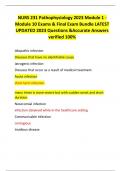 NURS 231 Pathophysiology 2023 Module 1 - Module 10 Exams & Final Exam Bundle LATEST UPDATED 2023 Questions &Accurate Answers verified 100&percnt;