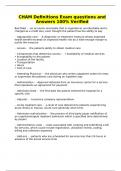 CHAM Definitions Exam questions and Answers 100&percnt; Verified