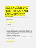 NCLEX &comma;NUR 2407 QUESTIONS AND ANSWERS 2025 