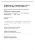 Physiological Adaptation Latest Exam Questions With Verified Solutions&period;