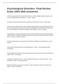 Psychological Disorders  Final Review Exam 100&percnt; Well Answered&period;