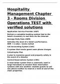 Hospitality Management Chapter 3 - Rooms Division Operations TEST with verified solutions&period;