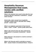 Hospitality Revenue Management final exam review with verified solutions