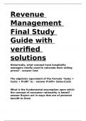 Revenue Management Final Study Guide with verified solutions&period;