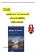 TEST BANK - American Government&colon; Political Development and Institutional Change 12th Edition by Cal Jillson&comma; All Chapters 1 - 16&comma; Complete Latest Version