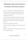 HBS Digestive System Exam Questions and Answers 100&percnt; Solved &vert; Rated A&plus;