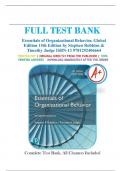 Test Bank For Essentials of Organizational Behavior&comma; 15th Edition By Robbins&comma; Judge All Chapters &vert;&vert;Complete A&plus; Guide