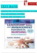 Test Bank For Leadership Roles and Management Functions in Nursing&comma; 11th Edition by Huston&comma; ISBN&colon; 9781975193065&comma; All 25 Chapters Covered&comma; Verified Latest Edition