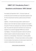 HMGT 3311 Vocabulary Exam 1 Questions and Answers 100&percnt; Solved