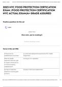 2023 NYC FOOD PROTECTION CERTICATION EXAM &sol;FOOD PROTECTION CERTIFICATION NYC ACTUAL EXAM&sol;A&plus; GRADE ASSURED
