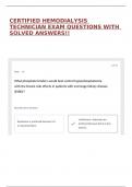 CERTIFIED HEMODIALYSIS TECHNICIAN EXAM QUESTIONS WITH SOLVED ANSWERS&excl;&excl;