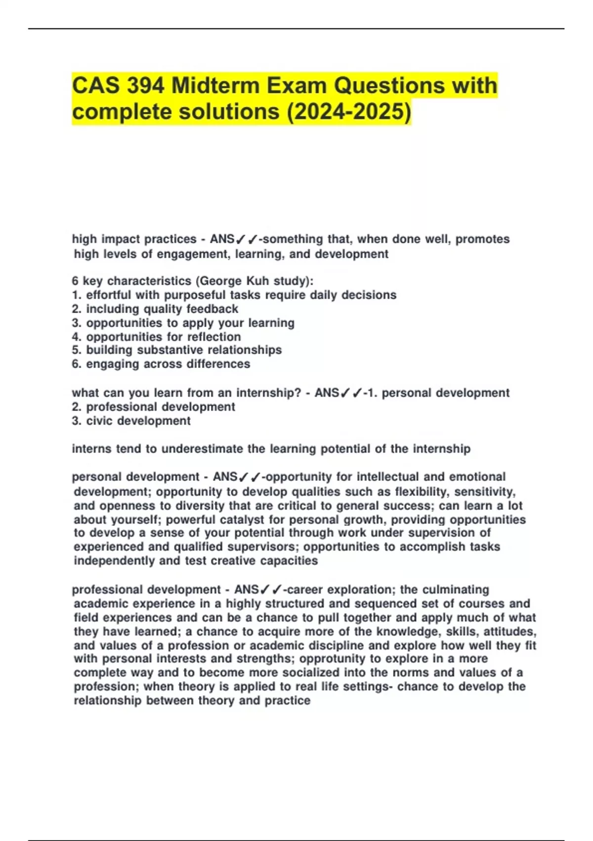 CAS 394 Midterm Exam Questions with complete solutions () - CAS 394 ...