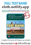 Test Bank for Financial and Managerial Accounting&comma; 8th Edition by Wild&vert; ACTUAL CORRECT QUESTIONS AND VERIFIED DETAILED RATIONALES ANSWERS LATEST 2024 ALREADY GRADED A&plus;