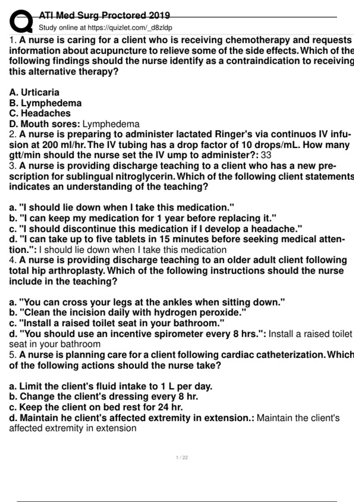ATI MED-SURG PROCTORED EXAM FORM A COMPLETE EXAM QUESTIONS AND CORRECT ...