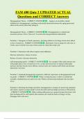 FAM 400 Quiz 2 UPDATED ACTUAL  Questions and CORRECT Answers