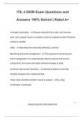 ITIL 4 DION Exam Questions and Answers 100&percnt; Solved &vert; Rated A&plus;