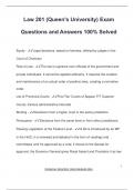 Law 201 &lpar;Queen's University&rpar; Exam Questions and Answers 100&percnt; Solved