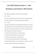 Law 3220 Clemson Exam 3 &ndash; Jahn Questions and Answers 100&percnt; Solved