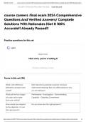 course careers &colon;final exam 2024 Comprehensive Questions And Verified Answers&sol; Complete Solutions With Rationales &vert;Get It 100&percnt; Accurate&excl;&excl; Already Passed&excl;&excl;