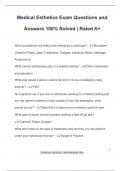 Medical Esthetics Exam Questions and Answers 100&percnt; Solved &vert; Rated A&plus;