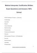 Medical Interpreter Certification Written Exam Questions and Answers 100&percnt; Solved
