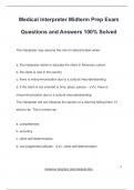MEDICAL INTERPRETER Exam PACKAGE DEAL QUESTIONS WITH 100&percnt; CORRRECT ANSWERS &vert; LATEST UPDATE &vert; VERIFIED AND APPROVED 