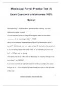 Mississippi Permit Practice Test &lpar;1&rpar; Exam Questions and Answers 100&percnt; Solved