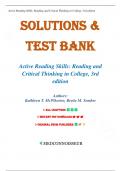 Answerkey and Test Bank for Active Reading Skills&colon; Reading and Critical Thinking in College&comma; 3rd edition by Kathleen T&period; McWhorter