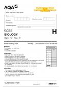 2024&lowbar;AQA-GCSE Biology &ndash; Higher Tier   Paper 1H  &lpar;Merged Question Paper and Marking Scheme&rpar;  Friday 10 May 2024      