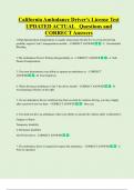 California Ambulance Driver's License Test UPDATED ACTUAL Questions and  CORRECT Answers