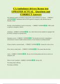 CA Ambulance drivers license test UPDATED ACTUAL Questions and  CORRECT Answers