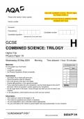 AQA-GCSE COMBINED SCIENCE&colon; TRILOGY Higher  Tire PHYSICS PAPER 1H  MERGED QUESTION PAPER & MARKING SCHEME  COMBINED MAY 2024&period; 