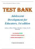 Test Bank for Adolescent Development for Educators 1st Edition by Allison Ryan&comma; Chapters 1-12