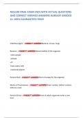 NSG100 FINAL EXAM 2025 WITH ACTUAL QUESTIONS AND CORRECT VERIFIED ANSWERS ALREADY GRADED A&plus; 100&percnt; GUARANTEED PASS&excl;      