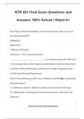 NTR 401 Final Exam Questions and Answers 100&percnt; Solved &vert; Rated A&plus;