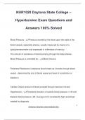 NUR1020 Daytona State College &ndash; Hypertension Exam Questions and Answers 100&percnt; Solved