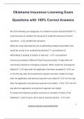 Oklahoma Insurance Licensing Exam Questions with 100&percnt; Correct Answers